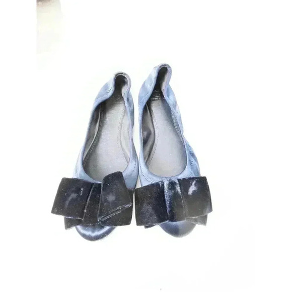 Tory Burch Velvet Bow Ballet Flats Navy Blue Size 8 Women's Shoes - Picture 2 of 7